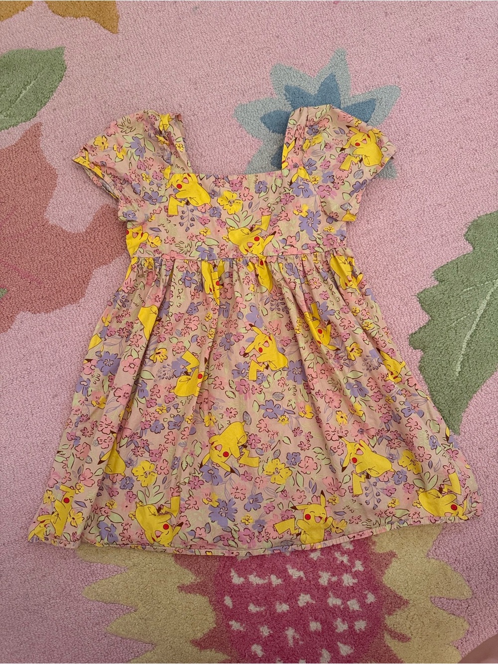 Pokemon Pink Dress with Yellow Pikachu and Floral Print